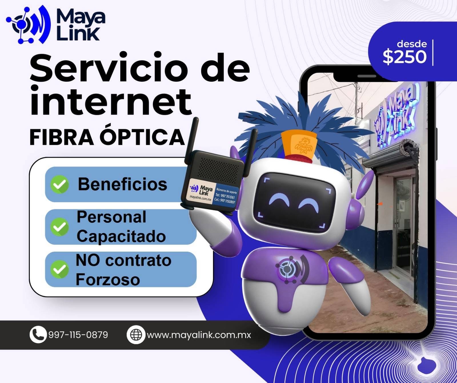 Servicio de Internet por fibra optica.